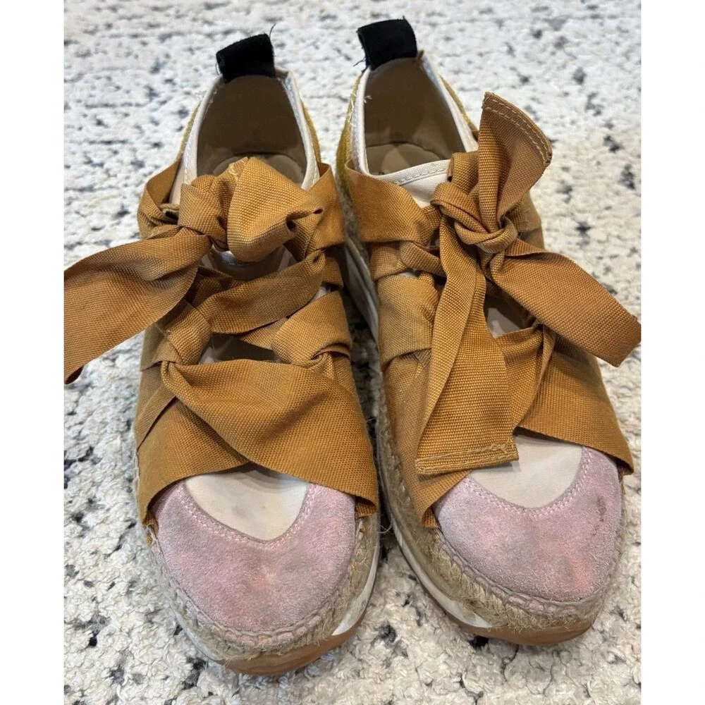 Free People Mustard Yellow and Blush Espadrille Sneakers